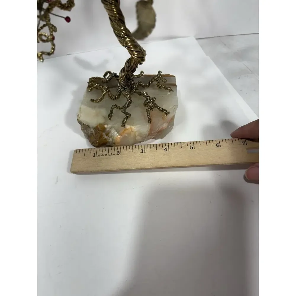 Tree of Life or‎ Feng Shui tree, crafted with beads on Marble stone base Golden